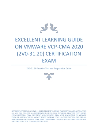 Excellent Learning Guide on VMware VCP-CMA 2020 (2V0-31.20) Certification Exam