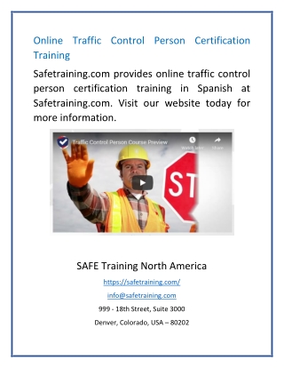 Online Traffic Control Person Certification Training