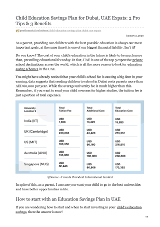 Child Education Savings Plan for Dubai, UAE Expats