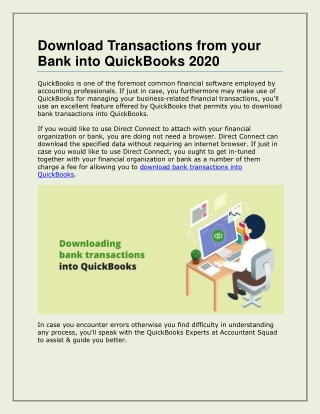 How to Download Bank Transaction in QuickBooks Desktop 2020?