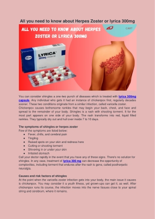 All you need to know about Herpes Zoster or lyrica 300mg