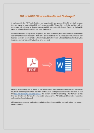 PDF to WORD: What are Benefits and Challenges?