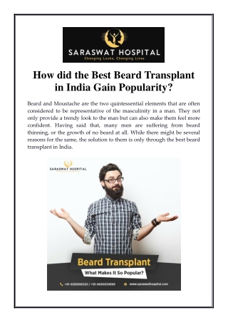 How did the Best Beard Transplant in India Gain Popularity?