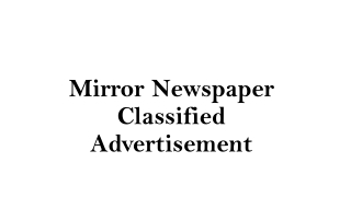Mirror Newspaper Classified Advertisement