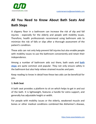 All You Need to Know About Bath Seats And Bath Steps