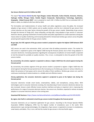 Gas Sensors Market Size, Share, system and Industry Analysis and Market Forecast to 2024 | MarketsandMarkets