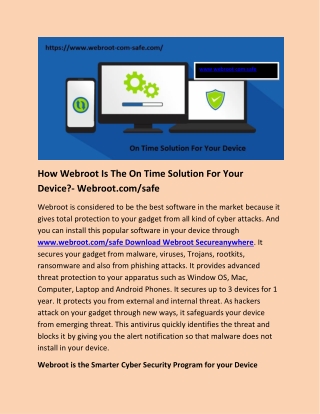 How Webroot Is The On Time Solution For Your Device?- Webroot.com/safe