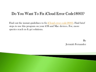 Do You Want To Fix iCloud Error Code18003?