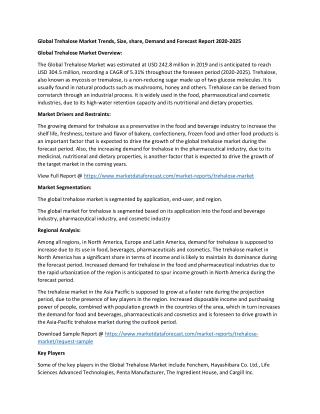 Trehalose Market Analysis 2020-2025