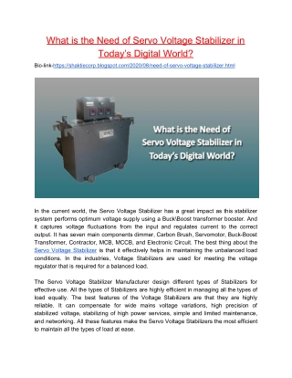 What is the Need of Servo Voltage Stabilizer in Today’s Digital World?