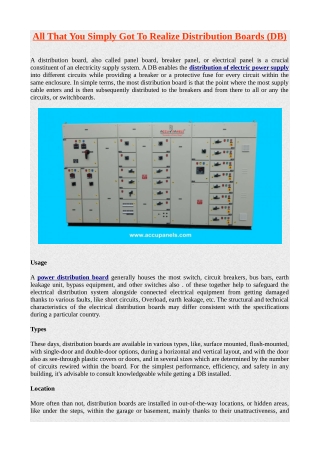 All That You Simply Got To Realize Distribution Boards (DB)