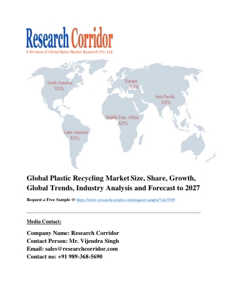 Global Plastic Recycling Market Size, Share, Growth, Global Trends, Industry Analysis and Forecast to 2027