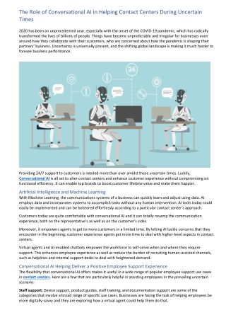 The Role of Conversational AI in Helping Contact Centers During Uncertain Times