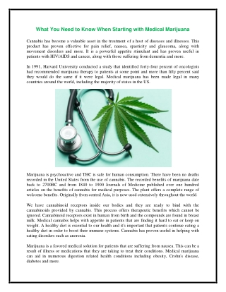 What You Need to Know When Starting with Medical Marijuana