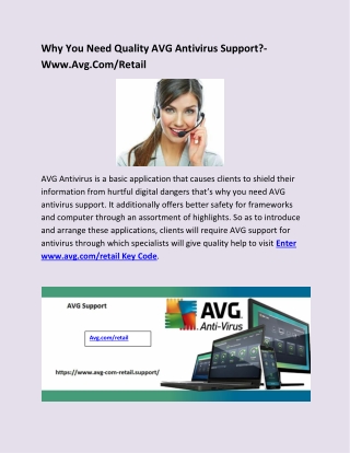 Why You Need Quality AVG Antivirus Support?-Www.Avg.Com/Retail