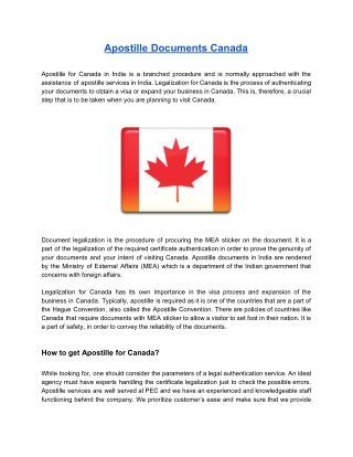 Apostille Documents Canada