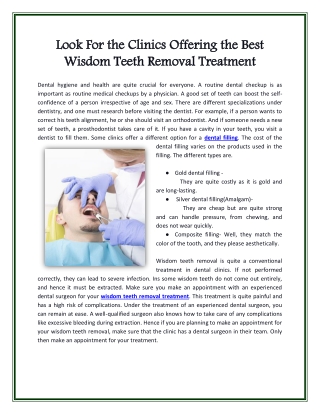 Look For the Clinics Offering the Best Wisdom Teeth Removal Treatment