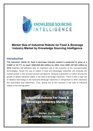 Market Size Industrial Robots For Food & Beverage Industry Market by Knowledge Sourcing