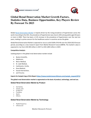 Renal Denervation Market Research Report - Global Forecast till 2023 - Shortcut