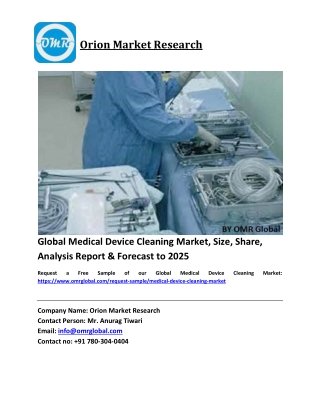 Global Medical Device Cleaning Market Size, Industry Trends, Share and Forecast 2019-2025