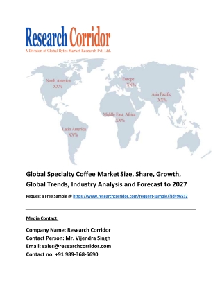 Global Specialty Coffee Market Size, Share, Growth, Global Trends, Industry Analysis and Forecast to 2027