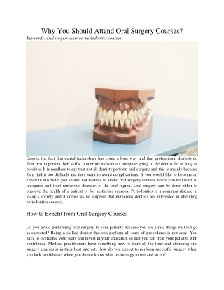 Why You Should Attend Oral Surgery Courses?
