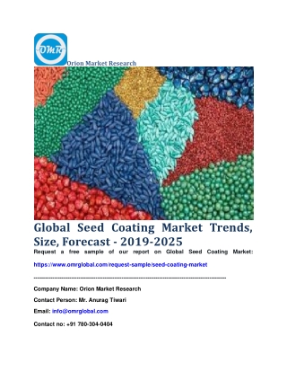 Global Seed Coating Market Trends, Size, Forecast - 2019-2025