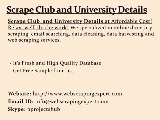 Scrape Club and University Details