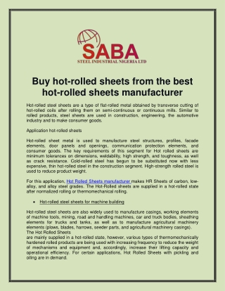 Buy hot-rolled sheets from the best hot-rolled sheets manufacturer by Kassem Ajami