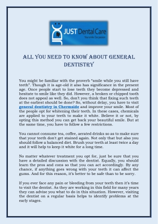 All You Need To Know About General Dentistry