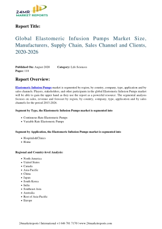 Elastomeric Infusion Pumps Market Size, Manufacturers, Supply Chain, Sales Channel and Clients, 2020-2026