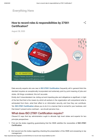 How to record roles & responsibilities by ISO 27001 Certification?