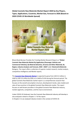 Global Cosmetic Raw Materials Market Report 2020