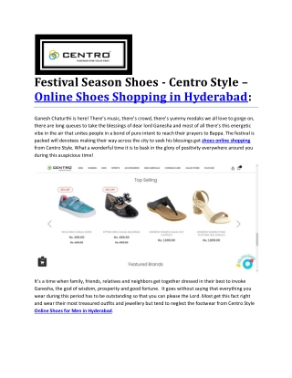 Festival Season Shoes - Centro Style – Online Shoes Shopping in Hyderabad: