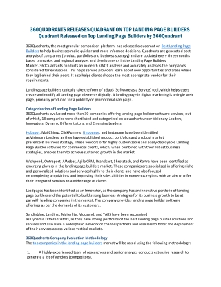 Quadrant Released on Top Landing Page Builders by 360Quadrant