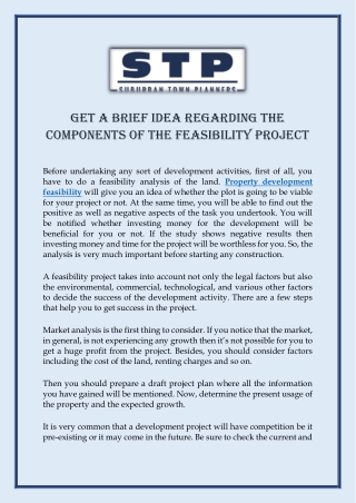 Get A Brief Idea Regarding The Components Of The Feasibility Project