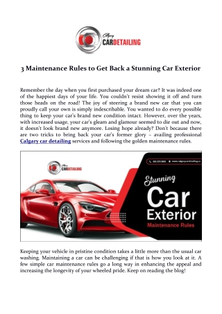 3 Maintenance Rules to Get Back a Stunning Car Exterior