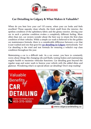 Car Detailing in Calgary & What Makes it Valuable?