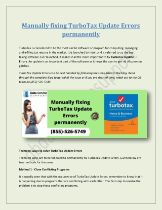 Manually fixing TurboTax Update Errors permanently