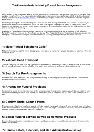 Total How-to-Guide for Making Funeral Arrangements