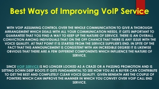 Best Ways of Improving VoIP Service