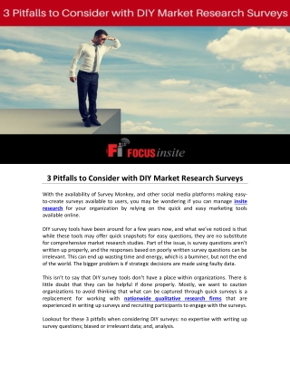 3 Pitfalls to Consider with DIY Market Research Surveys