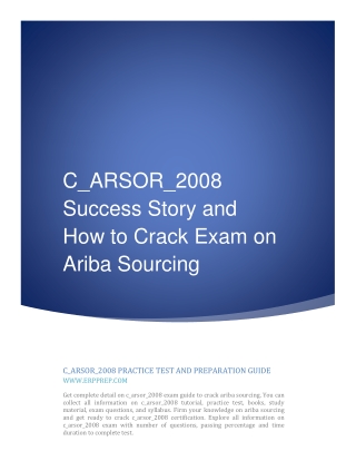 C_ARSOR_2008 Success Story and How to Crack Exam on Ariba Sourcing [PDF]