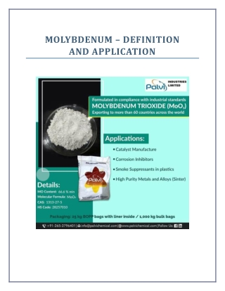 Molybdenum – Definition and Application