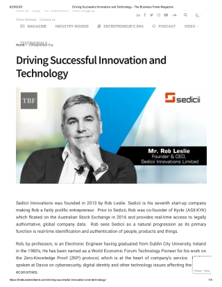 Driving Successful Innovation and Technology