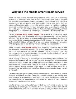 Why use the mobile smart repair service