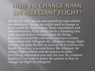 How to Change Name on Allegiant Flight?