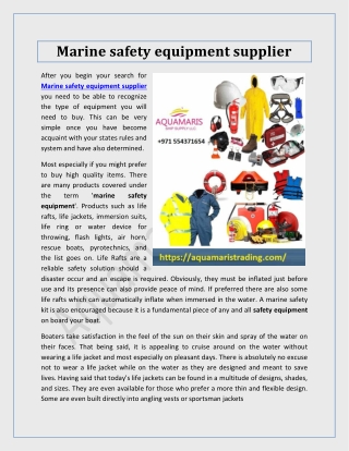 Marine safety equipment supplier