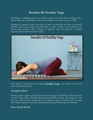 Benefits Of Fertility Yoga