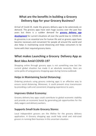 What are the Benefits in developing a Grocery Delivery App in Pandemic period? - MacAndro